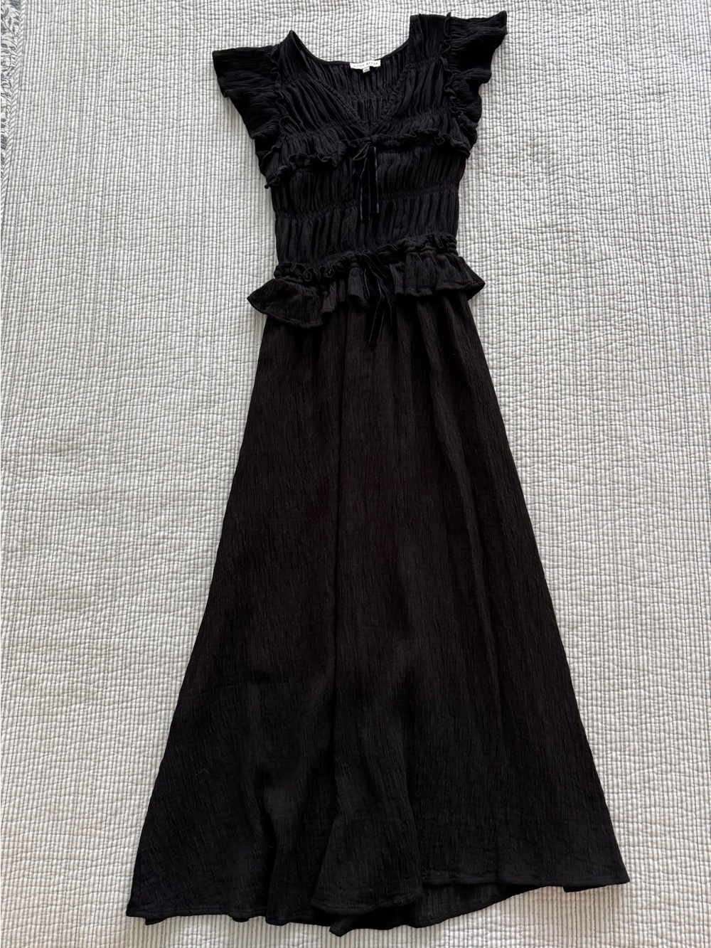 Moon River Black Ruffled Maxi Dress